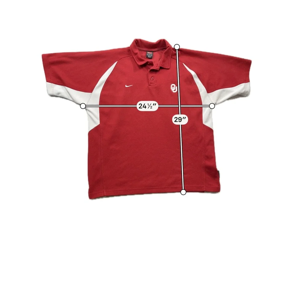 Nike Team Polo Shirt Oklahoma Sooners Dri-FIT Team Crimson Red White Mens XL